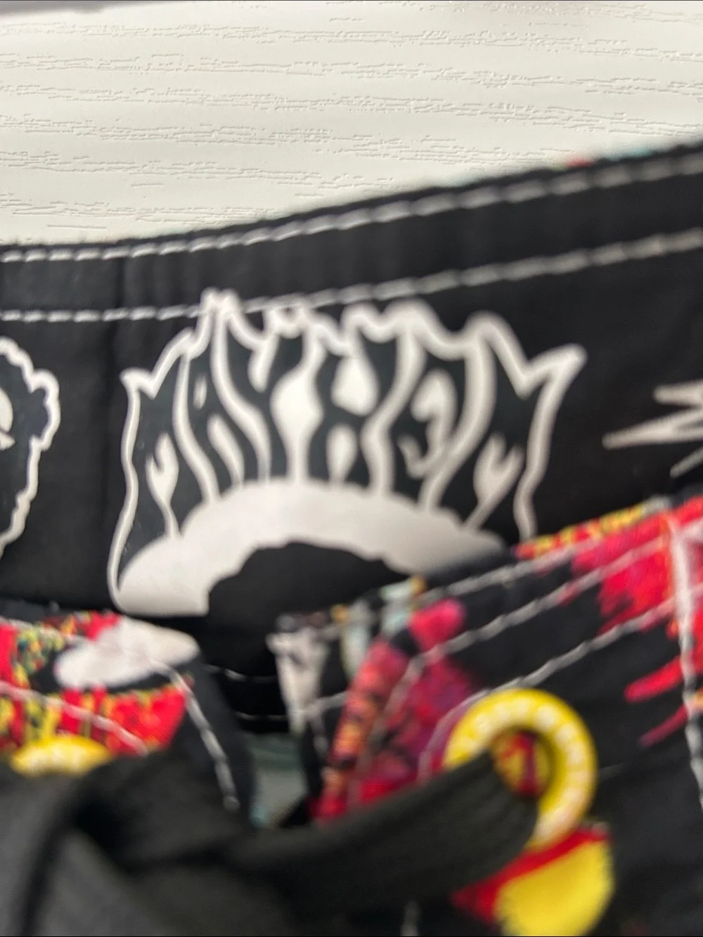 Colorful Graphic Swim Trunks - Multicolor Skull Print